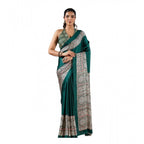 Seduva Women's Satin Crepe Printed Saree With Unstitched Blouse 5.5Mtr (Green)
