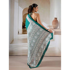 Seduva Women's Satin Crepe Printed Saree With Unstitched Blouse 5.5Mtr (Green)