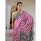 Seduva Women's Satin Crepe Printed Saree With Unstitched Blouse 5.5Mtr (Magenta)