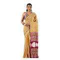 Seduva Women's Satin Crepe Printed Saree With Unstitched Blouse 5.5Mtr (Mustard)