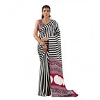 Seduva Women's Satin Crepe Printed Saree With Unstitched Blouse 5.5Mtr (Black)