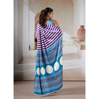 Seduva Women's Satin Crepe Printed Saree With Unstitched Blouse 5.5Mtr (Purple)