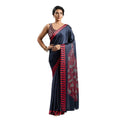 Seduva Women's Satin Crepe Printed Saree With Unstitched Blouse 5.5Mtr (Navy Blue)