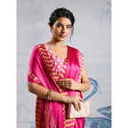 Seduva Women's Satin Crepe Printed Saree With Unstitched Blouse 5.5Mtr (Pink)