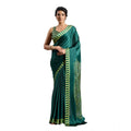 Seduva Women's Satin Crepe Printed Saree With Unstitched Blouse 5.5Mtr (Green)