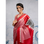 Seduva Women's Satin Crepe Printed Saree With Unstitched Blouse 5.5Mtr (Red)