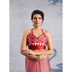 Seduva Women's Satin Crepe Printed Saree With Unstitched Blouse 5.5Mtr (Red)