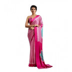 Seduva Women's Satin Crepe Printed Saree With Unstitched Blouse 5.5Mtr (Pink)