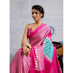 Seduva Women's Satin Crepe Printed Saree With Unstitched Blouse 5.5Mtr (Pink)
