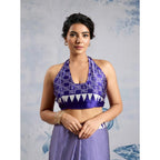 Seduva Women's Satin Crepe Printed Saree With Unstitched Blouse 5.5Mtr (Purple)
