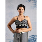 Seduva Women's Satin Crepe Printed Saree With Unstitched Blouse 5.5Mtr (Black)