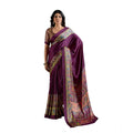 Seduva Women's Satin Crepe Printed Saree With Unstitched Blouse 5.5Mtr (Purple)