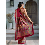 Seduva Women's Satin Crepe Printed Saree With Unstitched Blouse 5.5Mtr (Maroon)