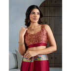 Seduva Women's Satin Crepe Printed Saree With Unstitched Blouse 5.5Mtr (Maroon)