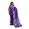 Seduva Women's Satin Crepe Printed Saree With Unstitched Blouse 5.5Mtr (Purple)