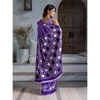 Seduva Women's Satin Crepe Printed Saree With Unstitched Blouse 5.5Mtr (Purple)