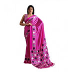 Seduva Women's Satin Crepe Printed Saree With Unstitched Blouse 5.5Mtr (Pink)