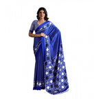 Seduva Women's Satin Crepe Printed Saree With Unstitched Blouse 5.5Mtr (Blue)