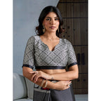 Seduva Women's Satin Crepe Printed Saree With Unstitched Blouse 5.5Mtr (Black)