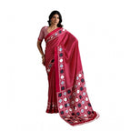 Seduva Women's Satin Crepe Printed Saree With Unstitched Blouse 5.5Mtr (Red)