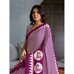 Seduva Women's Satin Crepe Printed Saree With Unstitched Blouse 5.5Mtr (Purple)