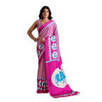 Seduva Women's Satin Crepe Printed Saree With Unstitched Blouse 5.5Mtr (Pink)