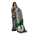 Seduva Women's Satin Crepe Printed Saree With Unstitched Blouse 5.5Mtr (Green)