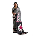 Seduva Women's Satin Crepe Printed Saree With Unstitched Blouse 5.5Mtr (Black)