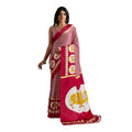 Seduva Women's Satin Crepe Printed Saree With Unstitched Blouse 5.5Mtr (Red)