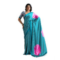 Seduva Women's Satin Crepe Printed Saree With Unstitched Blouse 5.5Mtr (Sky Blue)