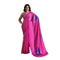 Seduva Women's Satin Crepe Printed Saree With Unstitched Blouse 5.5Mtr (Pink)