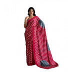 Seduva Women's Satin Crepe Printed Saree With Unstitched Blouse 5.5Mtr (Red)