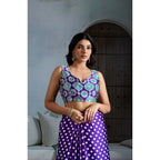 Seduva Women's Satin Crepe Printed Saree With Unstitched Blouse 5.5Mtr (Purple)