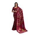 Seduva Women's Satin Crepe Printed Saree With Unstitched Blouse 5.5Mtr (Maroon)
