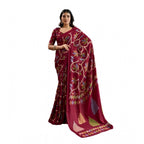 Seduva Women's Satin Crepe Printed Saree With Unstitched Blouse 5.5Mtr (Maroon)