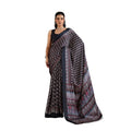 Seduva Women's Satin Crepe Printed Saree With Unstitched Blouse 5.5Mtr (Black)