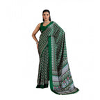 Seduva Women's Satin Crepe Printed Saree With Unstitched Blouse 5.5Mtr (Green)