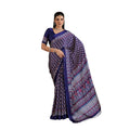 Seduva Women's Satin Crepe Printed Saree With Unstitched Blouse 5.5Mtr (Navy Blue)