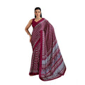 Seduva Women's Satin Crepe Printed Saree With Unstitched Blouse 5.5Mtr (Maroon)