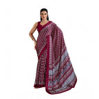 Seduva Women's Satin Crepe Printed Saree With Unstitched Blouse 5.5Mtr (Maroon)