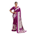 Seduva Women's Satin Crepe Printed Saree With Unstitched Blouse 5.5Mtr (Purple)