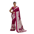 Seduva Women's Satin Crepe Printed Saree With Unstitched Blouse 5.5Mtr (Maroon)