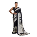 Seduva Women's Satin Crepe Printed Saree With Unstitched Blouse 5.5Mtr (Black)