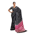 Seduva Women's Satin Crepe Printed Saree With Unstitched Blouse 5.5Mtr (Black)