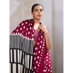 Seduva Women's Satin Crepe Printed Saree With Unstitched Blouse 5.5Mtr (Maroon)