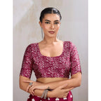 Seduva Women's Satin Crepe Printed Saree With Unstitched Blouse 5.5Mtr (Maroon)