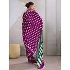 Seduva Women's Satin Crepe Printed Saree With Unstitched Blouse 5.5Mtr (Purple)