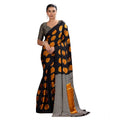 Seduva Women's Satin Crepe Printed Saree With Unstitched Blouse 5.5Mtr (Mustard)