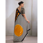 Seduva Women's Satin Crepe Printed Saree With Unstitched Blouse 5.5Mtr (Mustard)