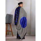 Seduva Women's Satin Crepe Printed Saree With Unstitched Blouse 5.5Mtr (Blue)